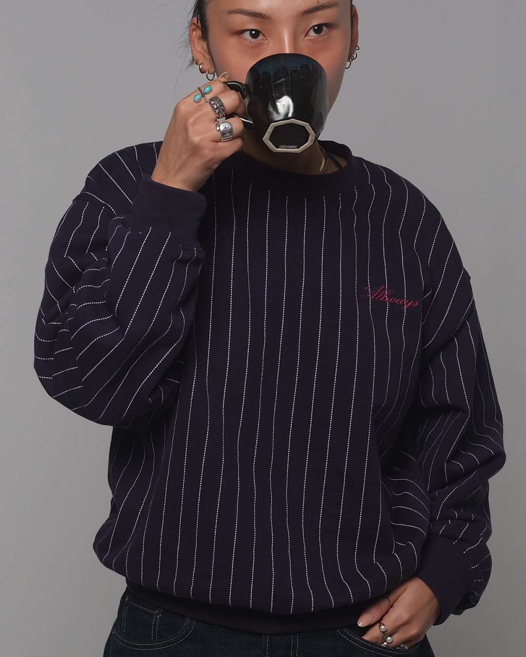 Pinstripe Crewneck